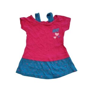 Nike Pink and Blue Cold Shoulder Heart Dress Size 18 Months Girls